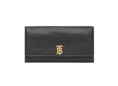 Burberry Monogram Motif Grainy Leather Continental Wallet "Black"