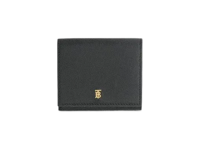 Burberry Monogram Motif Grainy Leather Folding Wallet "Black"