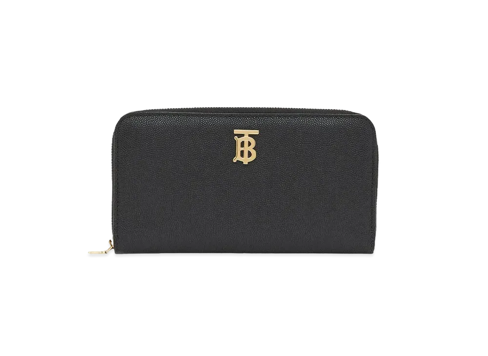 Burberry Monogram Motif Grainy Leather Ziparound Wallet "Black"
