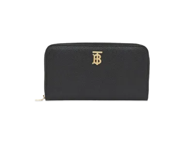 Burberry Monogram Motif Grainy Leather Ziparound Wallet "Black"