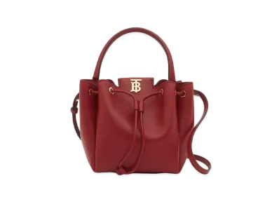 Burberry Monogram Motif Leather Bucket Bag "Dark Carmine"