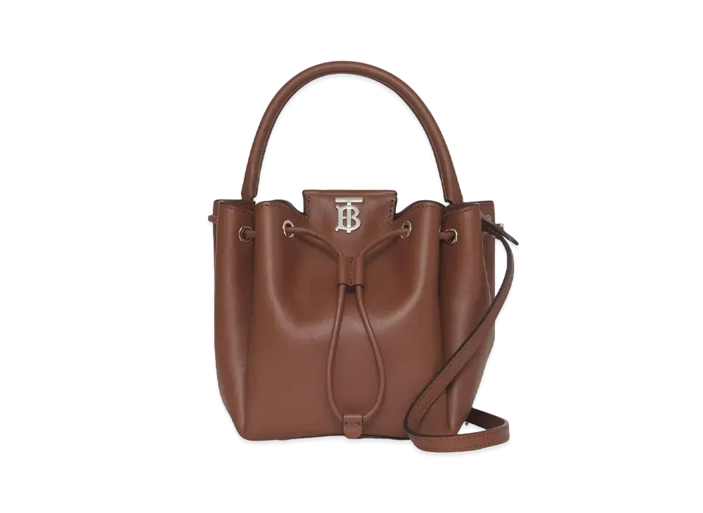 Burberry Monogram Motif Leather Bucket Bag "Tan"