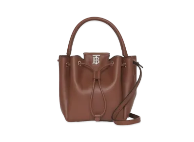 Burberry Monogram Motif Leather Bucket Bag "Tan"