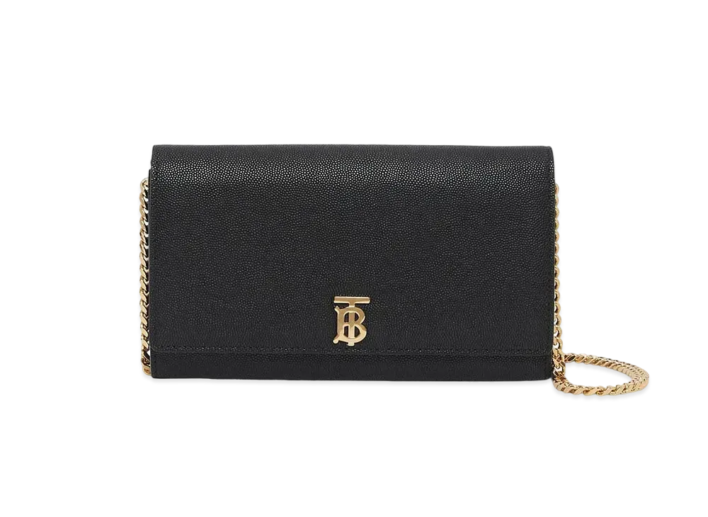 Burberry Monogram Motif Leather Wallet with Detachable Strap "Black"