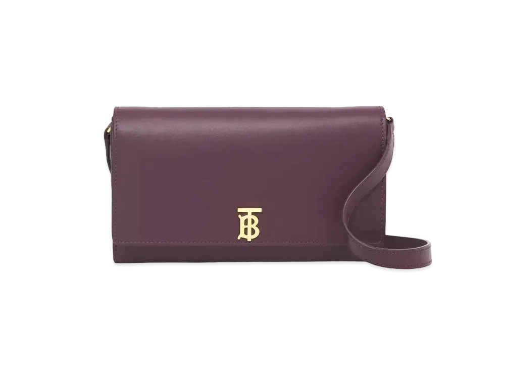 Burberry Monogram Motif Leather Wallet with Detachable Strap "Deep Maroon"