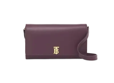 Burberry Monogram Motif Leather Wallet with Detachable Strap "Deep Maroon"