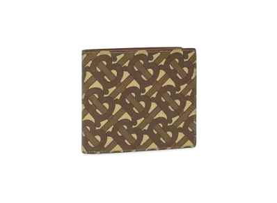 Burberry Monogram Print E-canvas International Bifold Wallet "Bridle Brown"