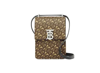 Burberry Monogram Print E-canvas Robin Bag "Bridle Brown"