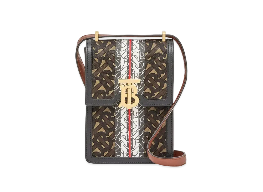 Burberry Monogram Stripe E Canvas Robin Bag "Bridle Brown"