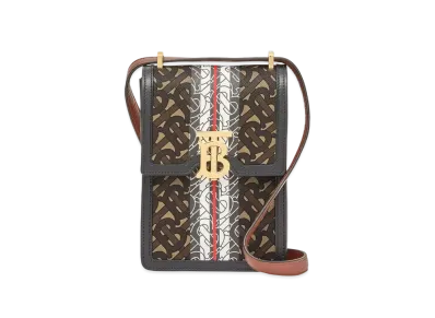 Burberry Monogram Stripe E Canvas Robin Bag "Bridle Brown"