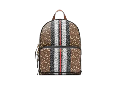 Burberry Monogram Stripe Print E Canvas Backpack "Bridle Brown"