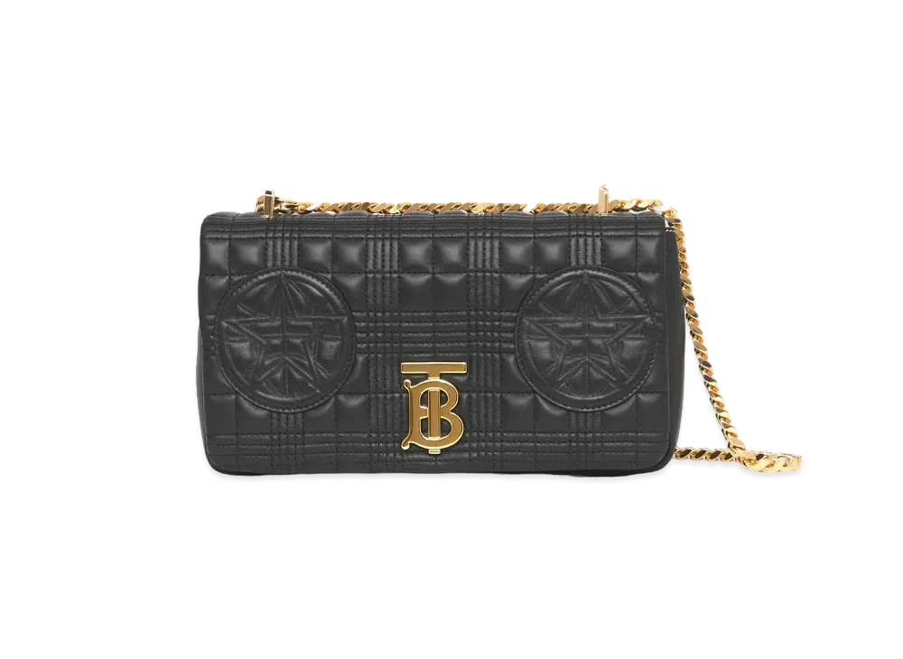 Burberry Small Badge Applique Quilted Lambskin Lola Bag "Black"
