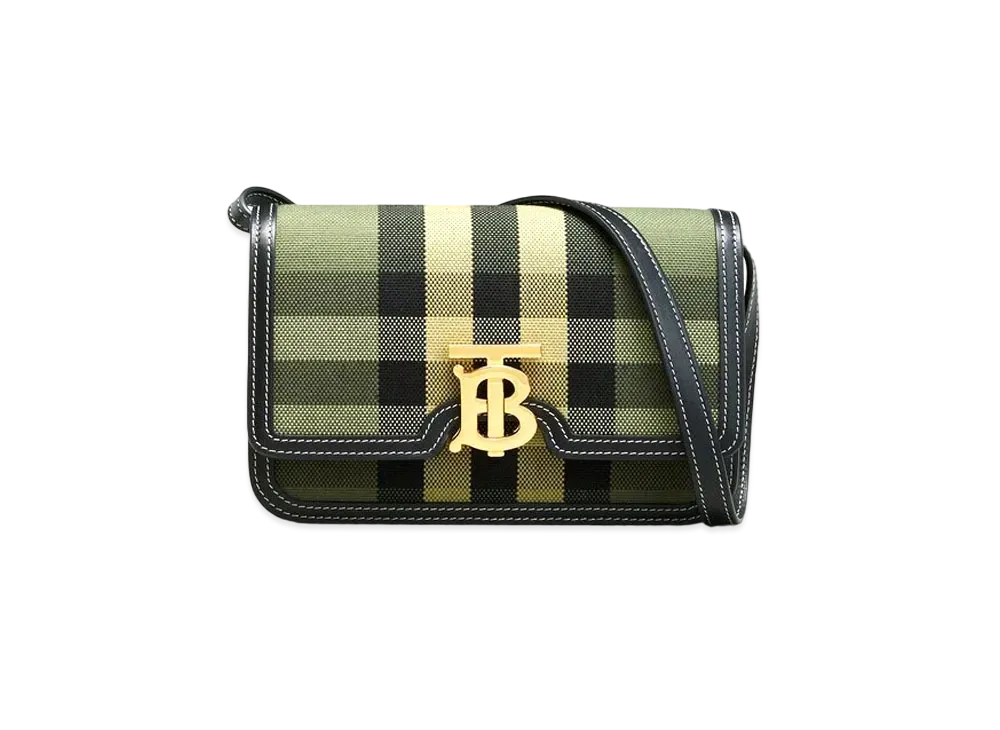 Burberry Small Check Canvasleather TB Bag "Military Green"
