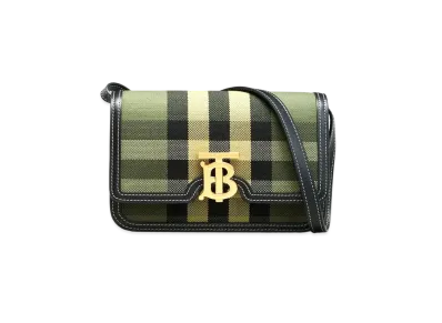 Burberry Small Check Canvasleather TB Bag "Military Green"