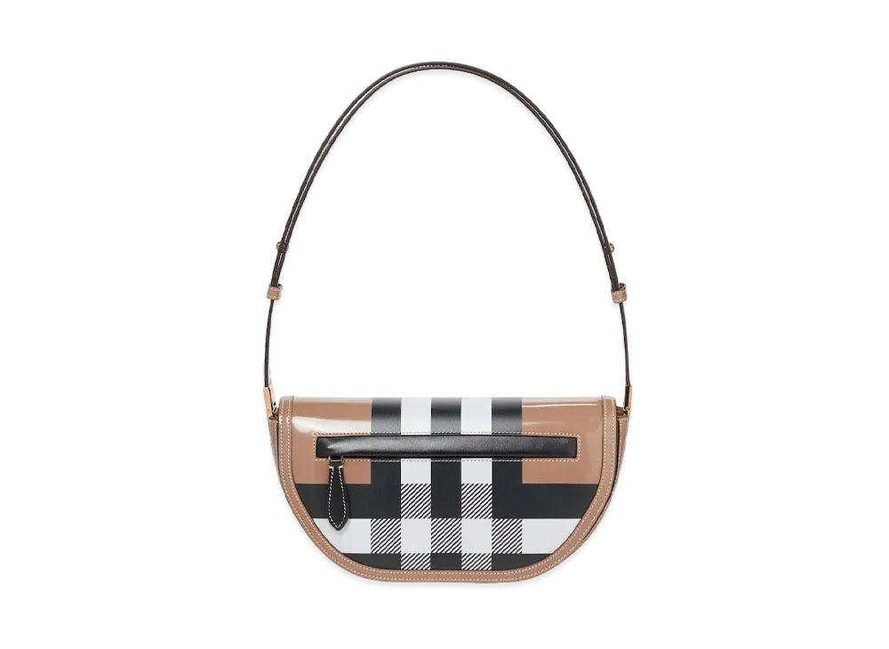 Burberry Small Check Leather Olympia Bag "Camel"