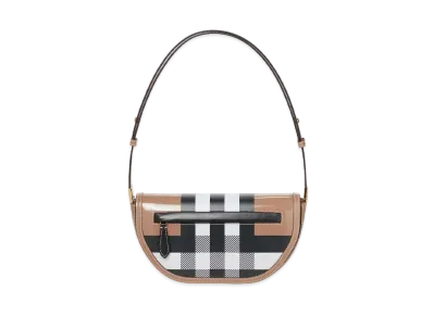 Burberry Small Check Leather Olympia Bag "Camel"