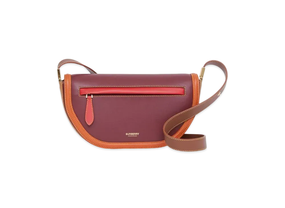 Burberry Small Colour Block Leather Olympia Bag "Garnet"