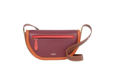 Burberry Small Colour Block Leather Olympia Bag "Garnet"