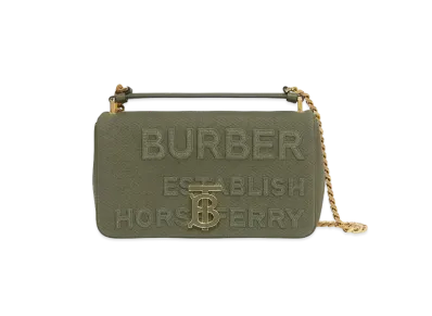Burberry Small Horseferry Linen Cotton Canvas Lola Bag "Dark Fern Green"