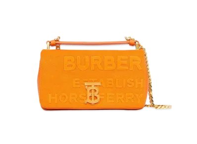 Burberry Small Horseferry Linen Cotton Canvas Lola Bag "Deep Orange"
