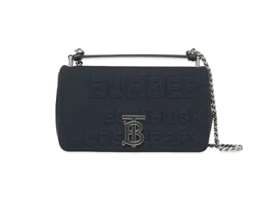 Burberry Small Horseferry Linen Cotton Canvas Lola Bag "Navy"