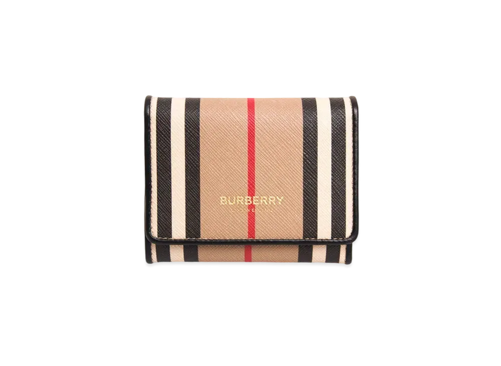 バーバリー スモール アイコンストライプEキャンバス フォールディングウォレット "アーカイブベージュ" P80260031