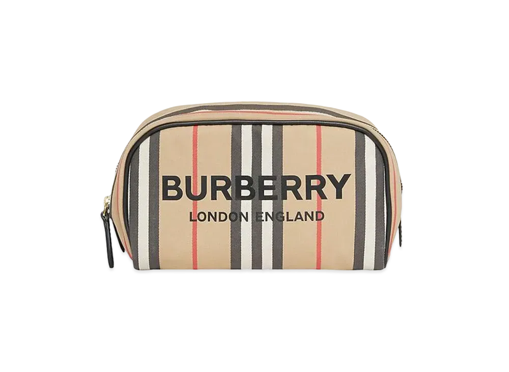 Burberry Small Icon Stripe ECONYL Travel Pouch "Archive Beige"