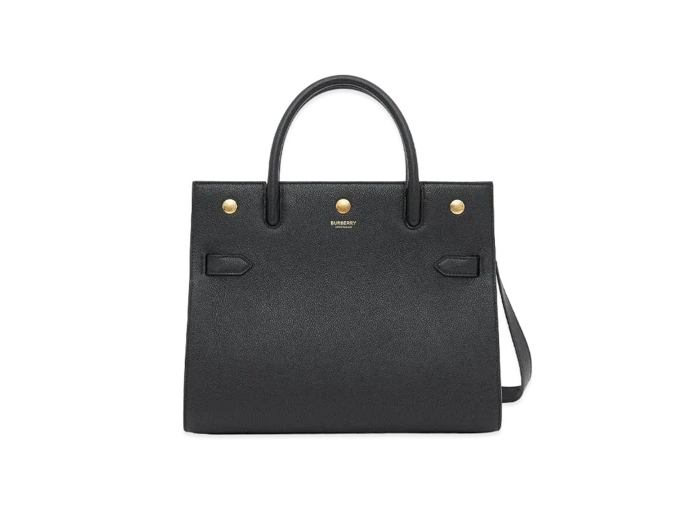 Burberry Small Leather Two Handle Title Bag "Black"