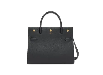 Burberry Small Leather Two Handle Title Bag "Black"