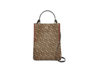 Burberry Small Monogram E Canvas Peggy Bucket Bag "Bridle Brown"