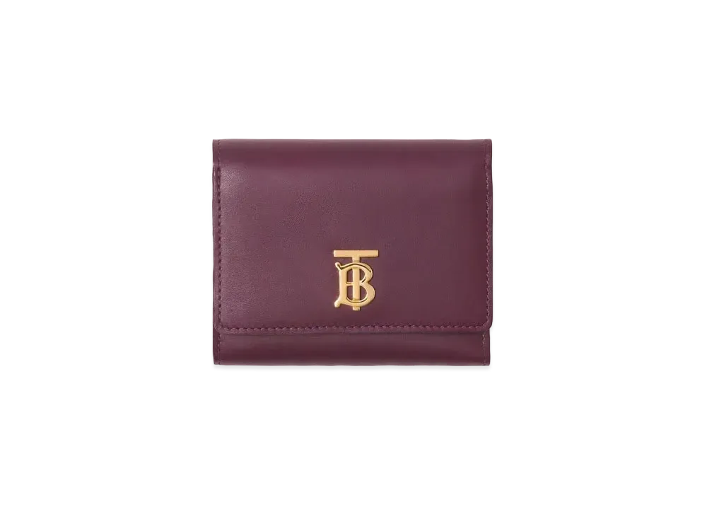 Burberry Small Monogram Motif Leather Folding Wallet Deep "Maroon"