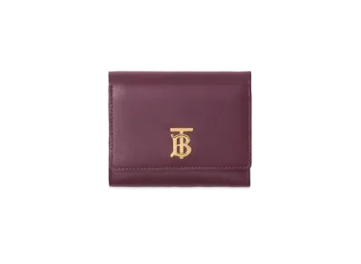 Burberry Small Monogram Motif Leather Folding Wallet Deep "Maroon"
