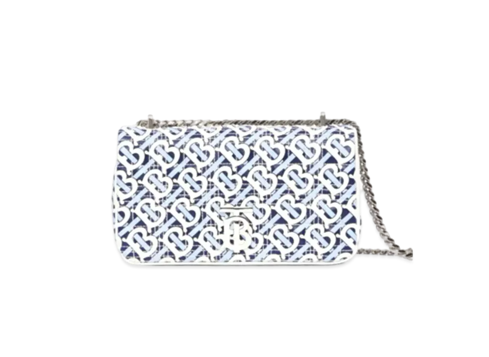 Burberry Small Monogram Print Quilted Lambskin Lola Bag "Cobalt/Black"