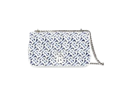 Burberry Small Monogram Print Quilted Lambskin Lola Bag "Cobalt/Black"