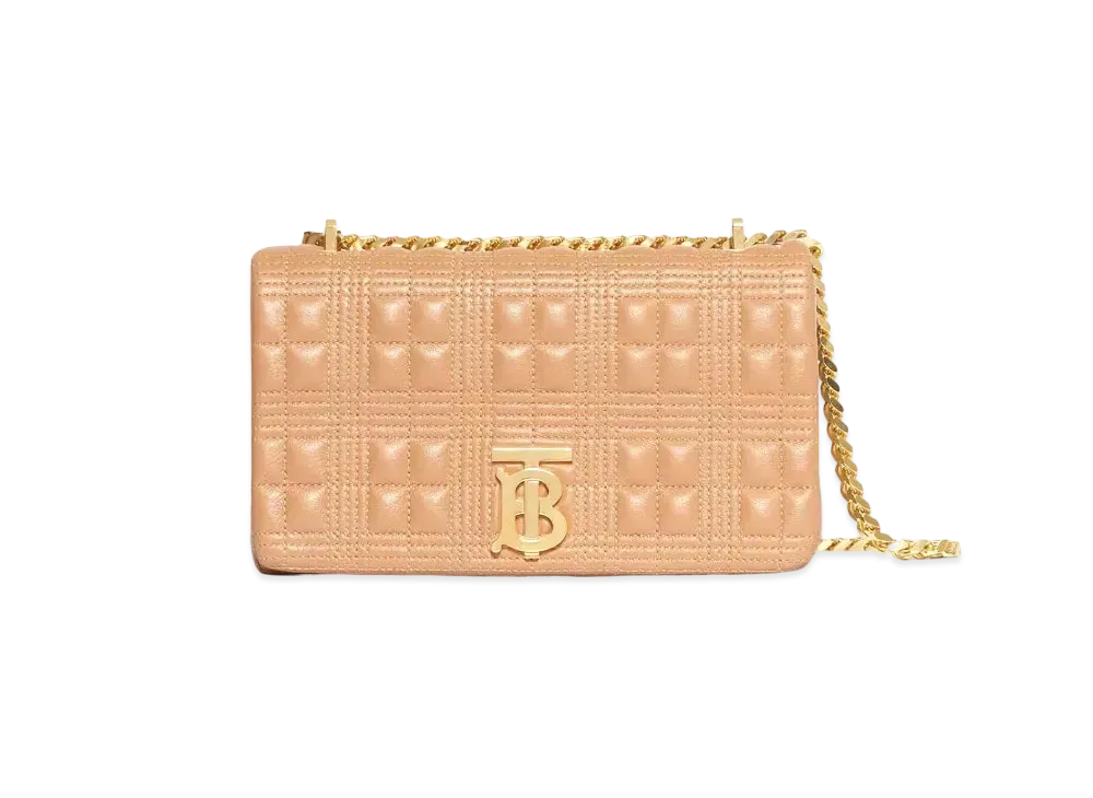 Burberry Small Quilted Lambskin Lola Bag "Camel/Light Gold"