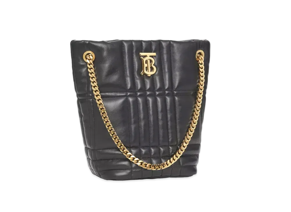 Burberry Small Quilted Lambskin Lola Bucket Bag "Black"