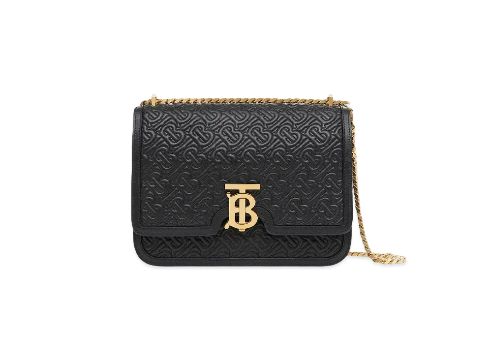 Burberry Small Quilted Monogram Lambskin TB Bag "Black"