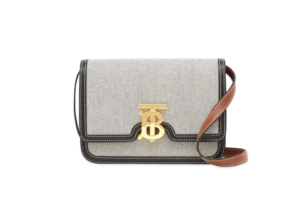 Burberry Small Tri Tone Canvasleather TB Bag "Black/Tan"