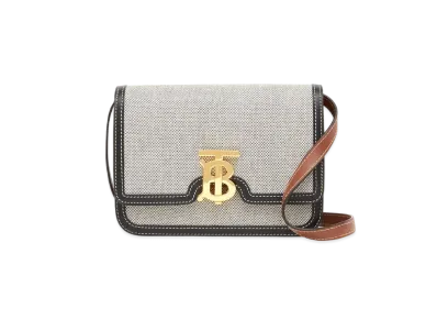 Burberry Small Tri Tone Canvasleather TB Bag "Black/Tan"
