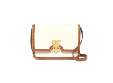 Burberry Small Two Tone Canvasleather TB Bag "Natural/Malt Brown"