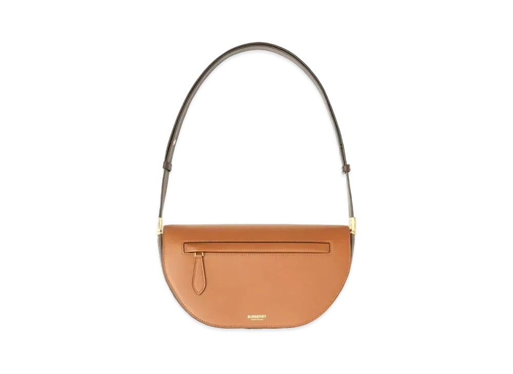 Burberry Small Two Tone Leather Olympia Bag "Warm Tan"