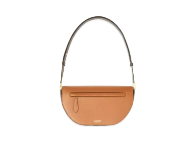 Burberry Small Two Tone Leather Olympia Bag "Warm Tan"