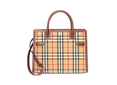 Burberry Small Vintage Check Two Handle Title Bag "Archive Beige"