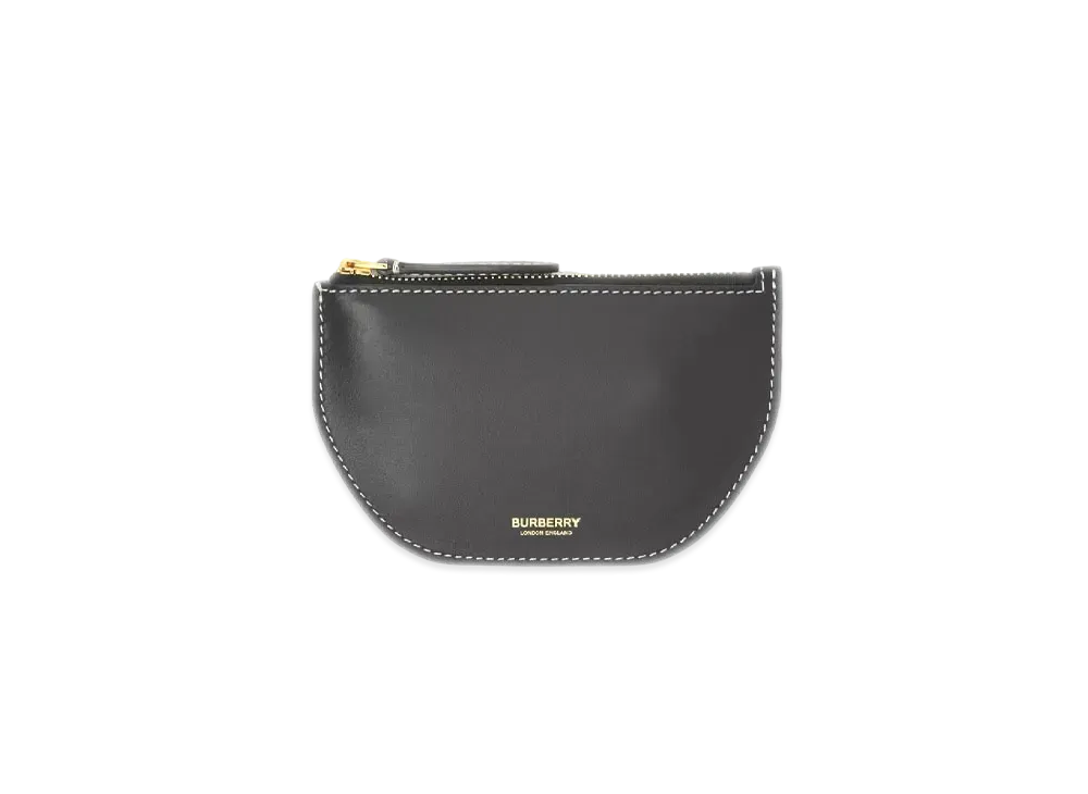 Burberry Topstitched Leather Olympia Coin Case "Black"