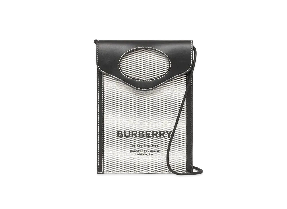Burberry Two-tone Canvas and Leather Pocket Phone Case "Black"