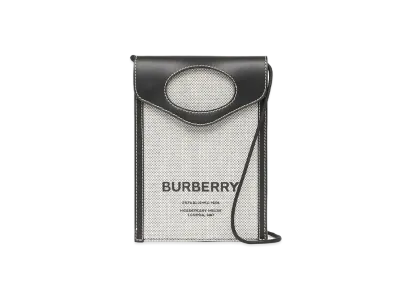 Burberry Two-tone Canvas and Leather Pocket Phone Case "Black"