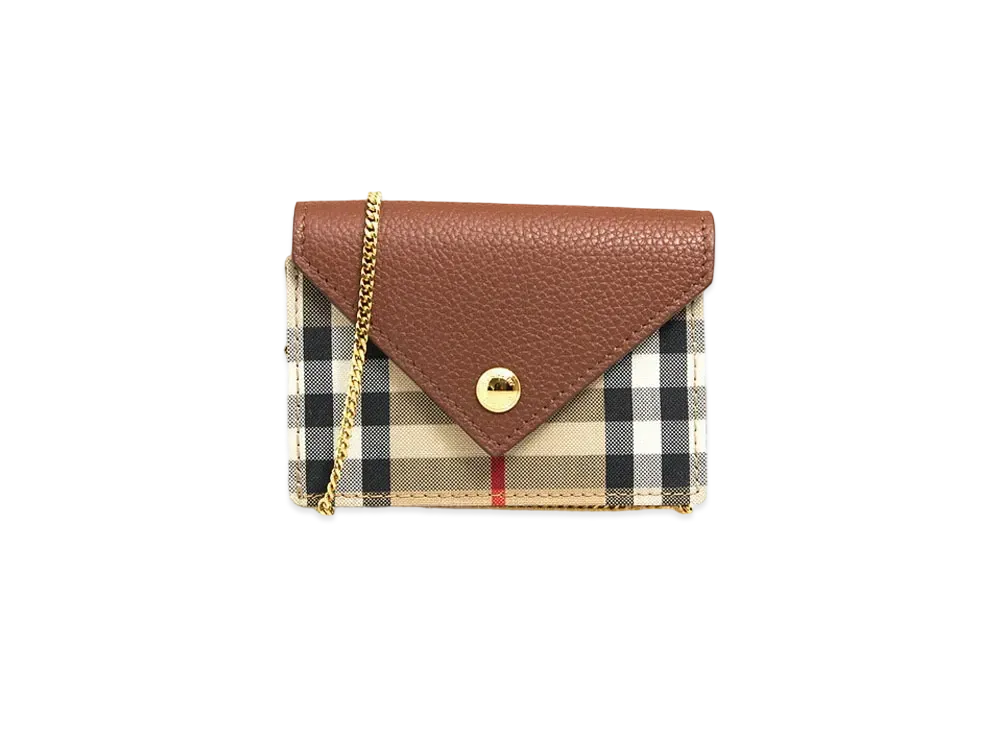 Burberry Vintage Check and Leather Card Case with Strap "Tan"