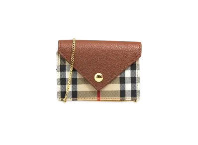 Burberry Vintage Check and Leather Card Case with Strap "Tan"