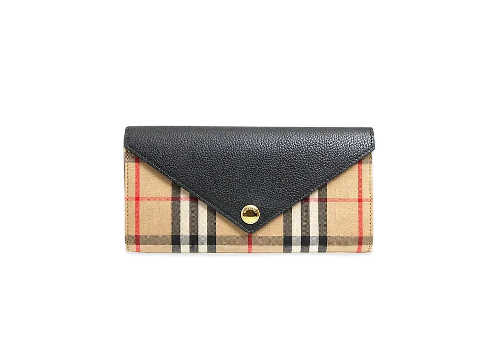 Burberry Vintage Check and Leather Continental Wallet "Black"