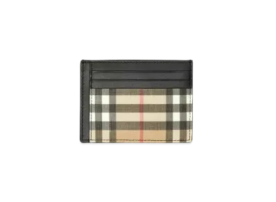 Burberry Vintage Check and Leather Money Clip Card Case "Archive Beige"